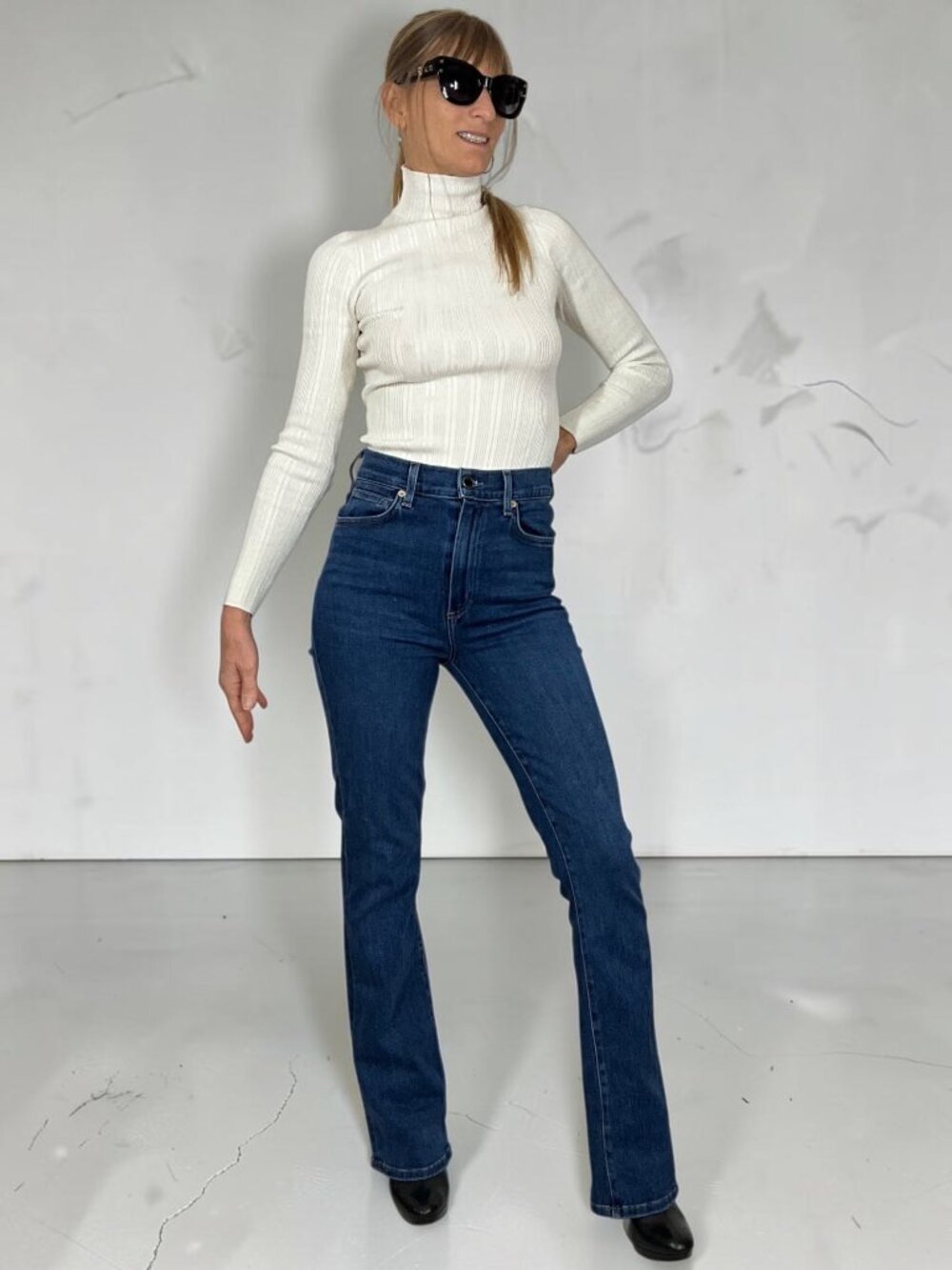 Le Jean Remy Flare Jeans 26 Blue High Rise Full Length